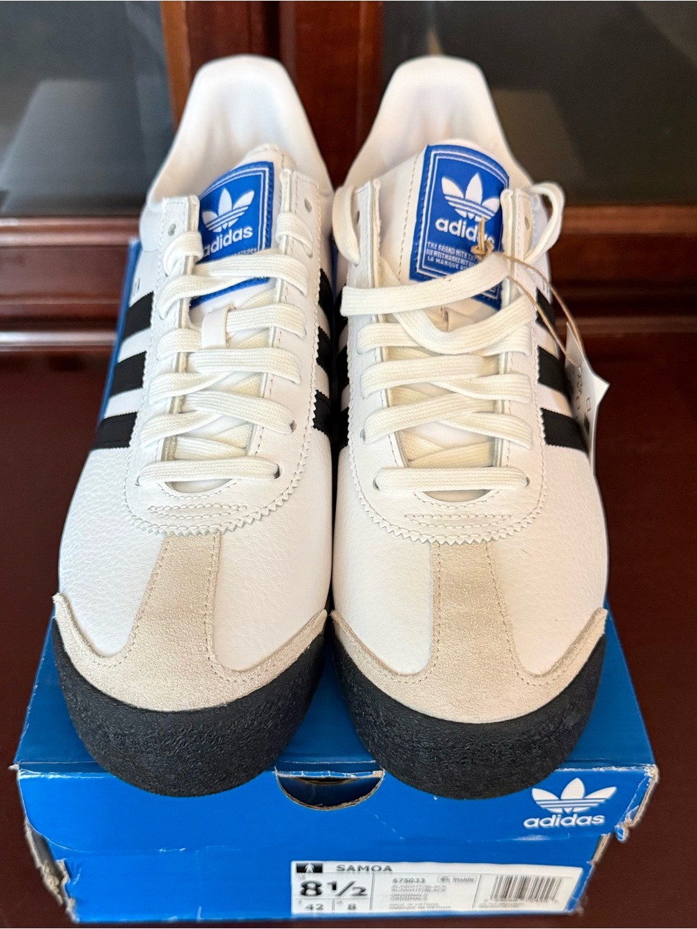 adidas Men’s Samoa Sneakers in White, Black & Blue